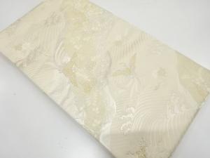 未使用品　平井製　荒波に鳳凰・草花模様織り出し　袋帯